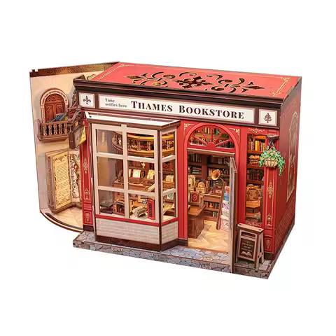 New Thames Bookstore DIY Model Kit - Creative 3D Puzzle Building Toys, Desktop Decor &amp; Unique Gift Idea