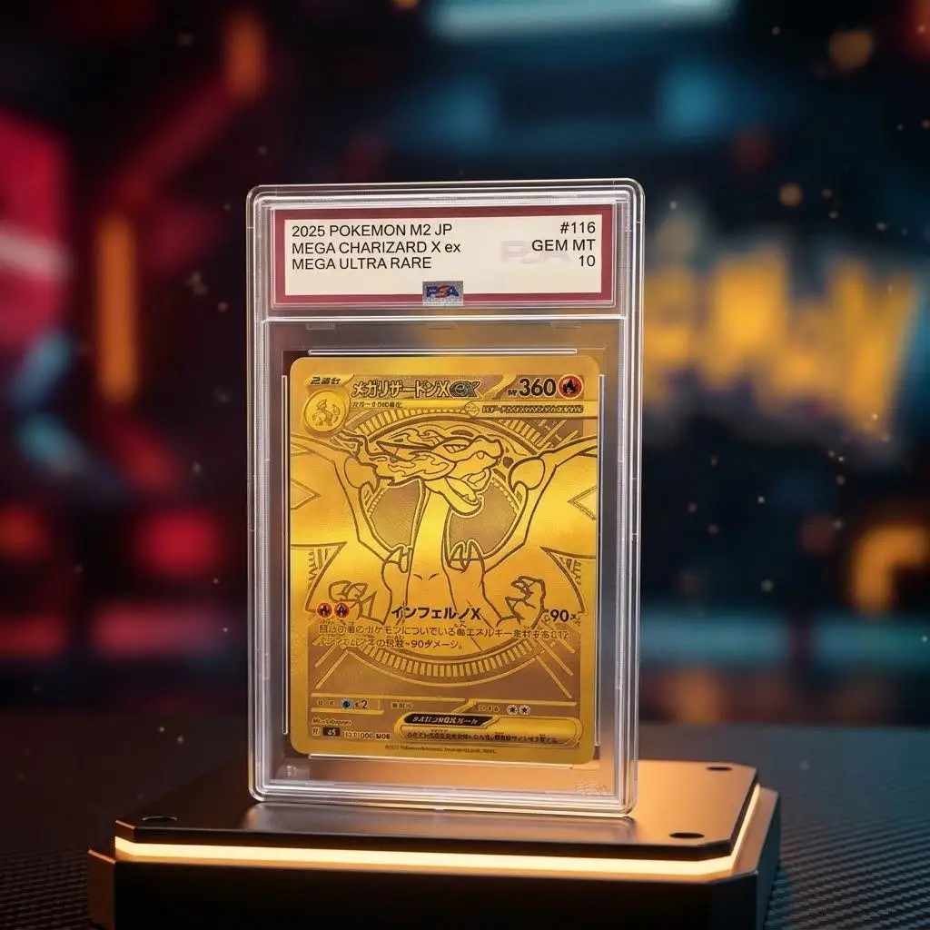 DIY PTCG Rating Card Mega Charizard X ex Gold Secret Rare - Inferno X Gold-Foil Etched takuyoa Fire Dragon PSA 10 Grail