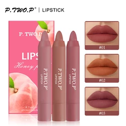 P.TW O.P-Conjunto de batom sexy, duradouro, impermeável, fosco, lápis, hidratante, kit de maquiagem labial, 3 peças