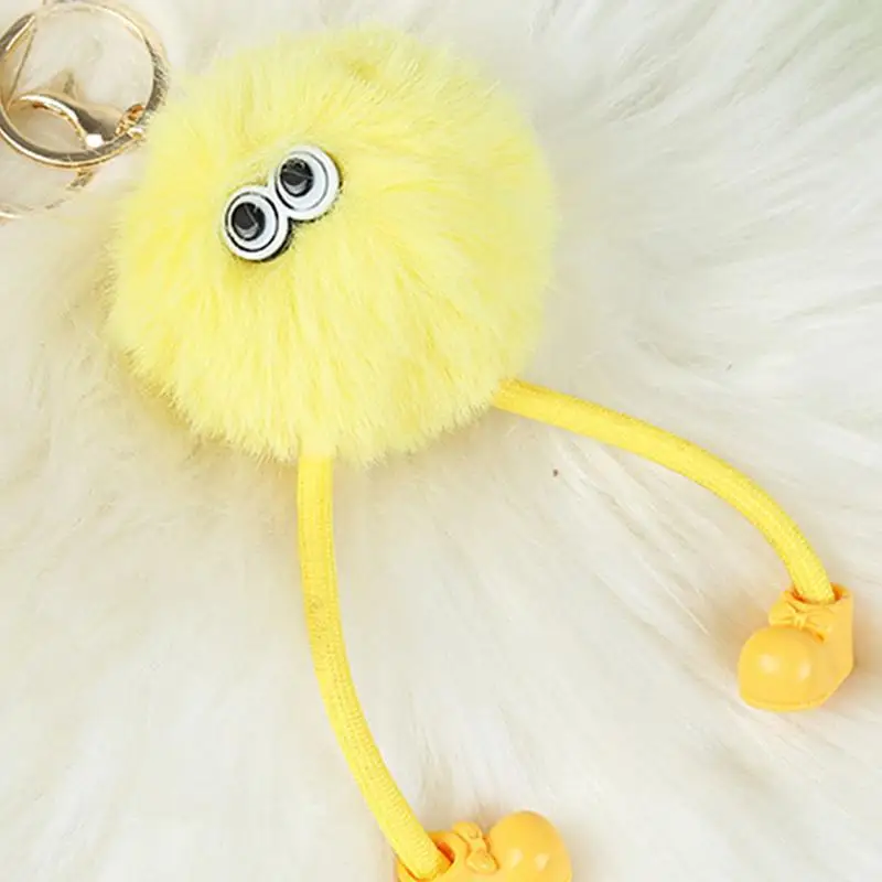 Puff Ball Schlüssel bund lange Beine flauschige Ball Anhänger Cartoon Pom Pom Plüsch Schlüssel ring flauschig mit Augen für Rucksäcke Schlüssel Kinder