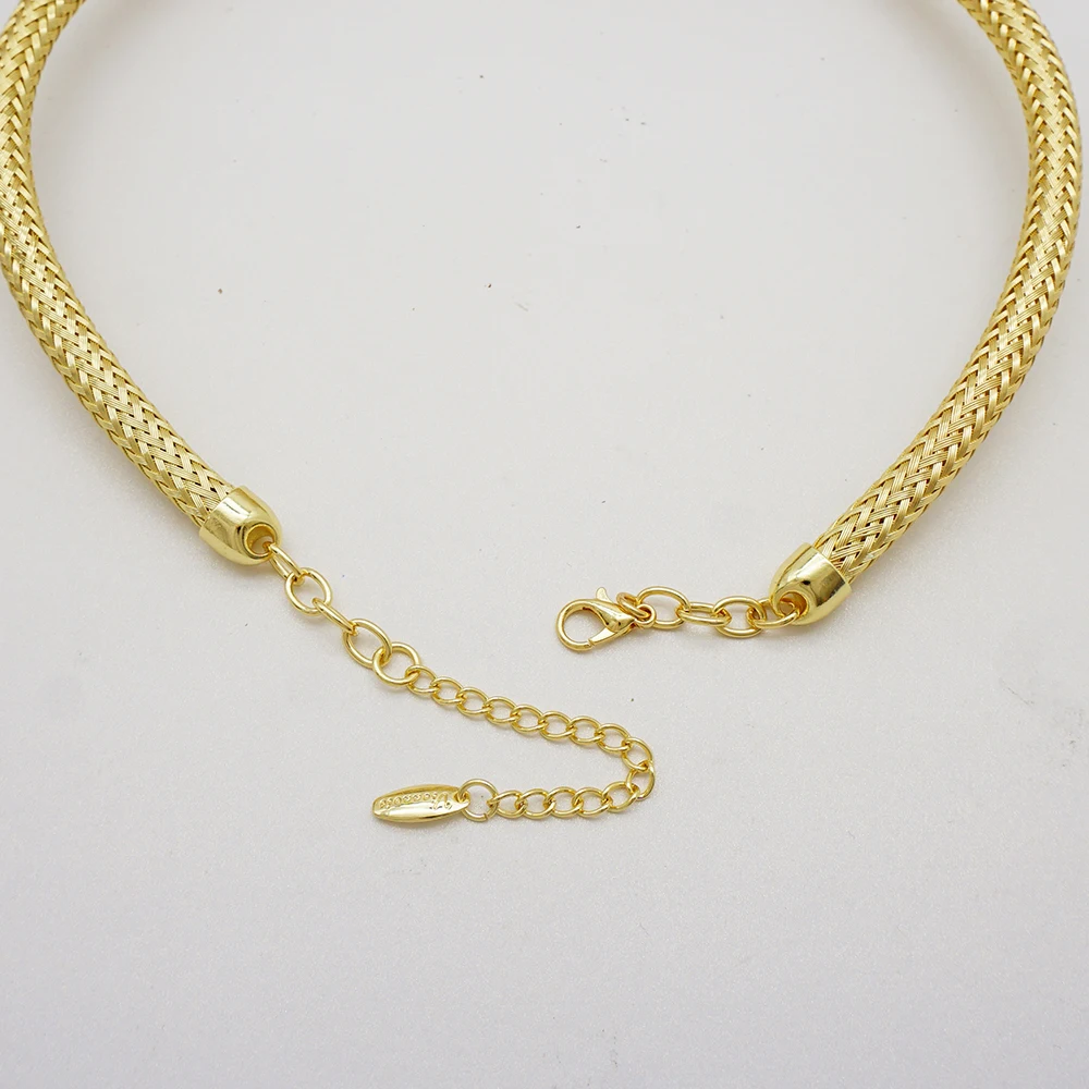 Trendy Dubai Gold Color Plated Jewelry Set High Quality Necklace Earrings For Women Fashion Accessories Wedding Party Gift