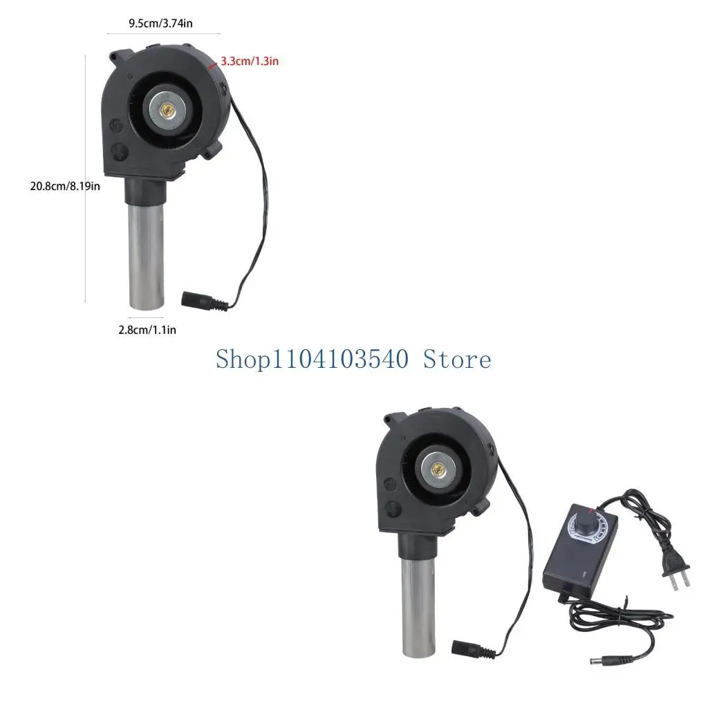 02DC Turbos Fan With Extended Duct 100-240V Indoor Use Optimized Combustion Efficiency For Firepits Grill Fire Management