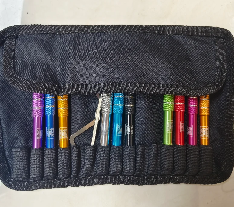 Hot Sale Advanced 12pc  picking Kit with Multicolor Handles, Extractor, and Training Gear