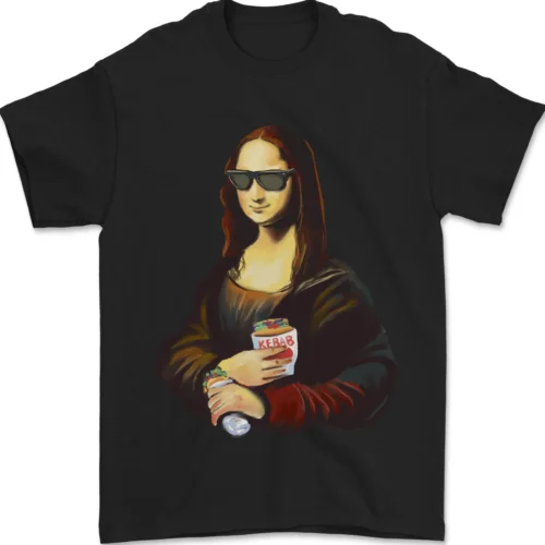 Kebab Mona Lisa Funny Food Mens T-Shirt 100% Cotton