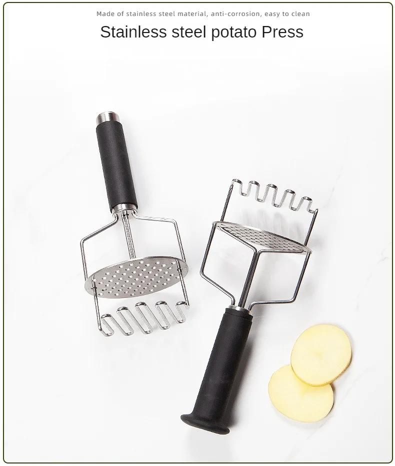 Stainless Steel Potato Press Kitchen Tools Double Layer Potato Masher Sweet Potato Fruit Manual Masher