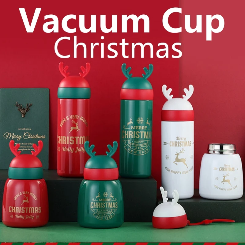 Tumbler térmico portátil para crianças, copo a vácuo, garrafa de água isolada, presente de Natal, desenhos animados, fofo, menina, 300 ml, 330ml