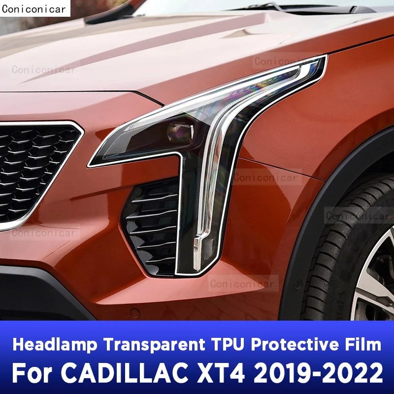 Protección de faros de coche, película protectora transparente antiarañazos, pegatinas de TPU para accesorios CADILLAC XT4 2019-2022