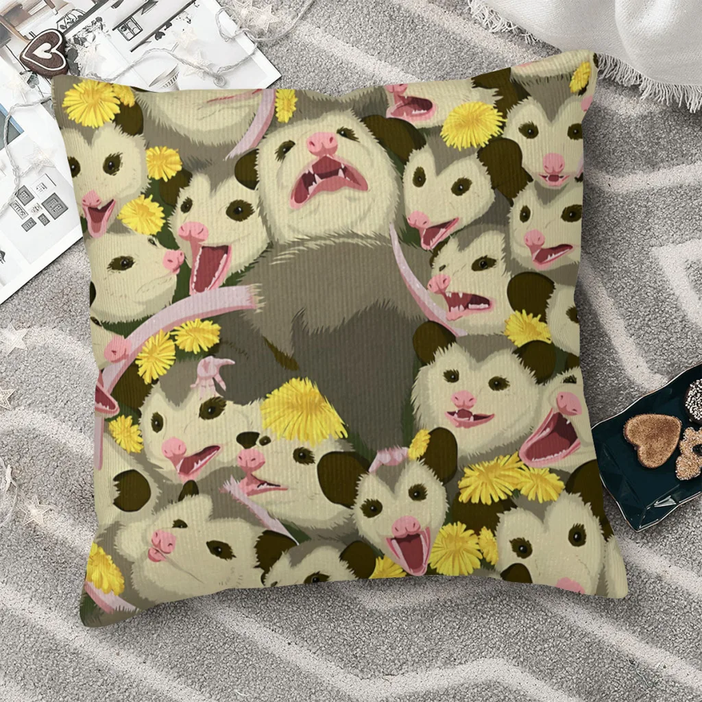 A Pile of Possums  Polyester Cushion Cover For Sofa Office Decorative Kawaii Pillow Cover