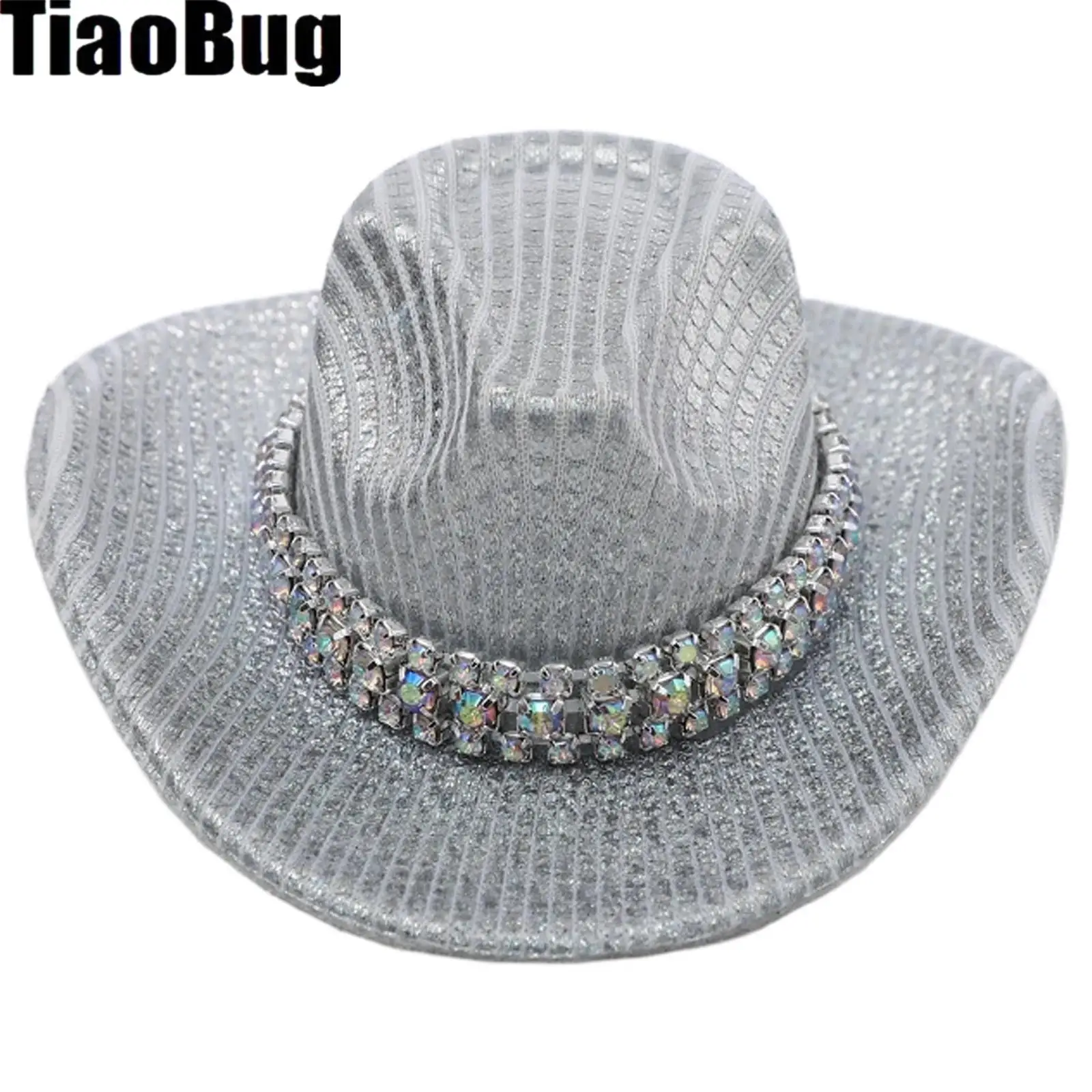 Cappelli da cowboy occidentali glitterati Mini cappello da cowgirl Decorazioni per feste in discoteca Accessori per costumi cosplay