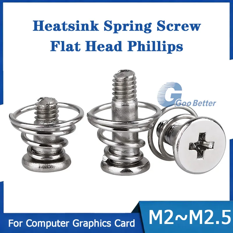 50pcs M2 M2.5 Springs Screw For Graphics Card Computer CPU Mainboard Radiator Fixing Bolts DIY Phillips Step Screws