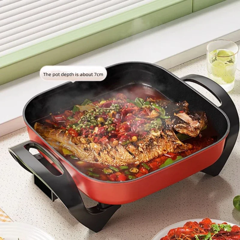 Electric Hot Pot Household Multi-functional Electric Cooking Pot Large Capacity Electric Hot Pot Barbecue Cooking Cooking