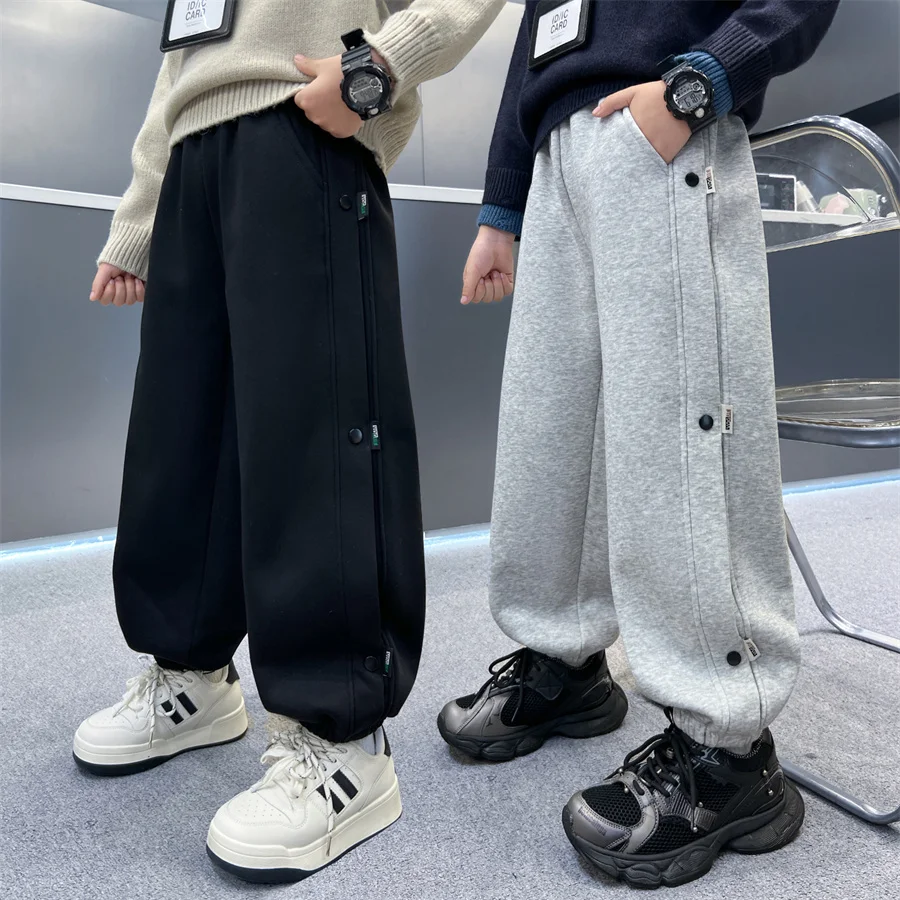 

Spring Autumn Style Children Sports Cotton Pants with Cuffs for Teenage Boy Casual Sporty Trousers Kids School Sweatpants 5-14Y