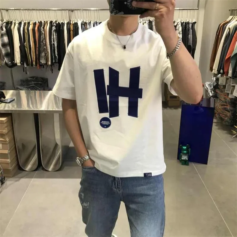 

Pop Print Male Tees Shirts Alphabet Men's T-shirt O Neck 100℅ Cotton Tops Korean Popular Clothes Hot Cheap Y2k Elastic Casual Su