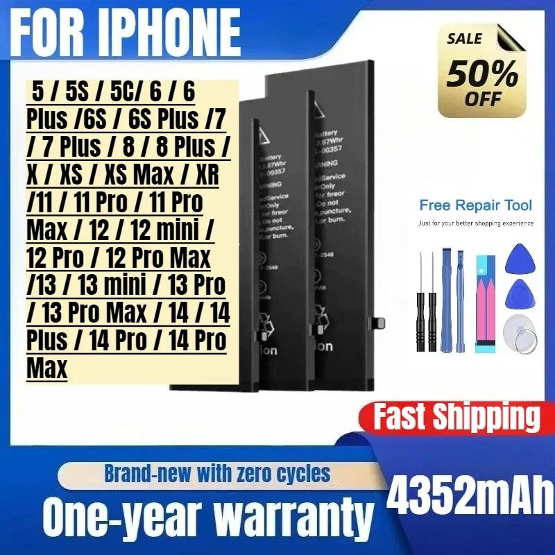 For IPhone6S Battery 11 Large Capacity 7plus/8P/iPhonex Battery 7th Generation XSMAX/13/6SP/15  Replacement Batteries with Tools