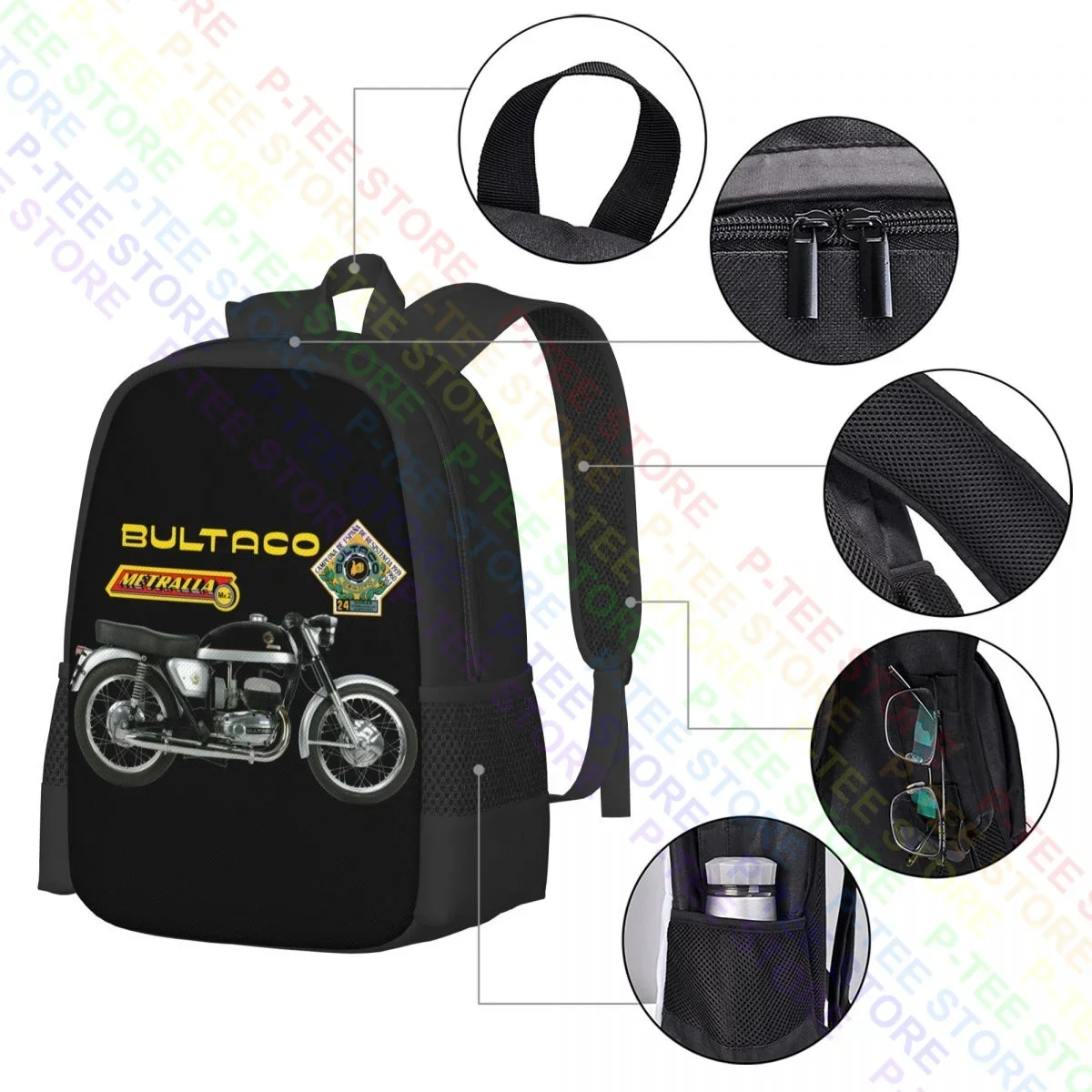 Bultaco Metralla Mk2 Motorcycle P-341Backpack Large Capacity Foldable Art Print