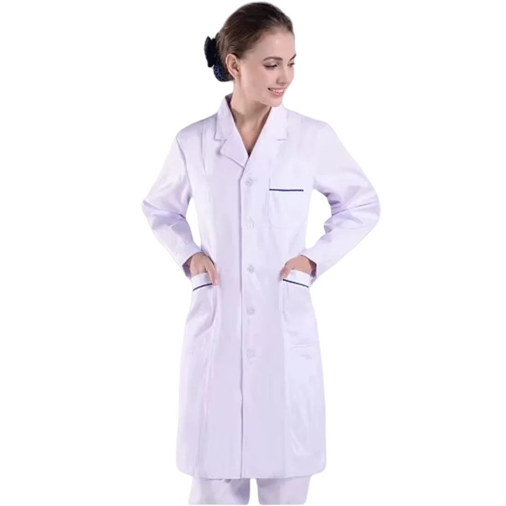 Salopette anti-rides en coton simple unisexe, manteau long, uniforme de salon de beauté, laboratoire, animalerie, salopette conviviale rée, monochromatique, nouveau