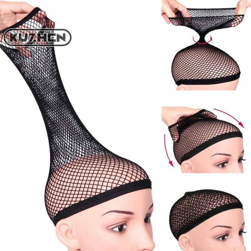 1 Pcs Wig Caps Black Hair Net Stretch Mesh Two End Universal Caps Making Wigs Free Size