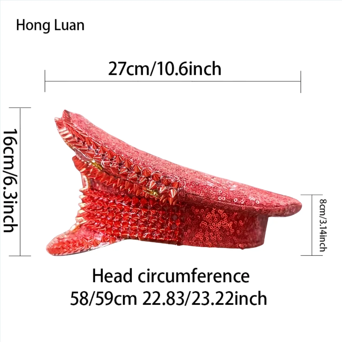 HonLuan レッドブリンブリンスチームパンクキャプテンハット ラインストーン 女性用 - バーニングマンミリタリーアセスリ、男性用帽子