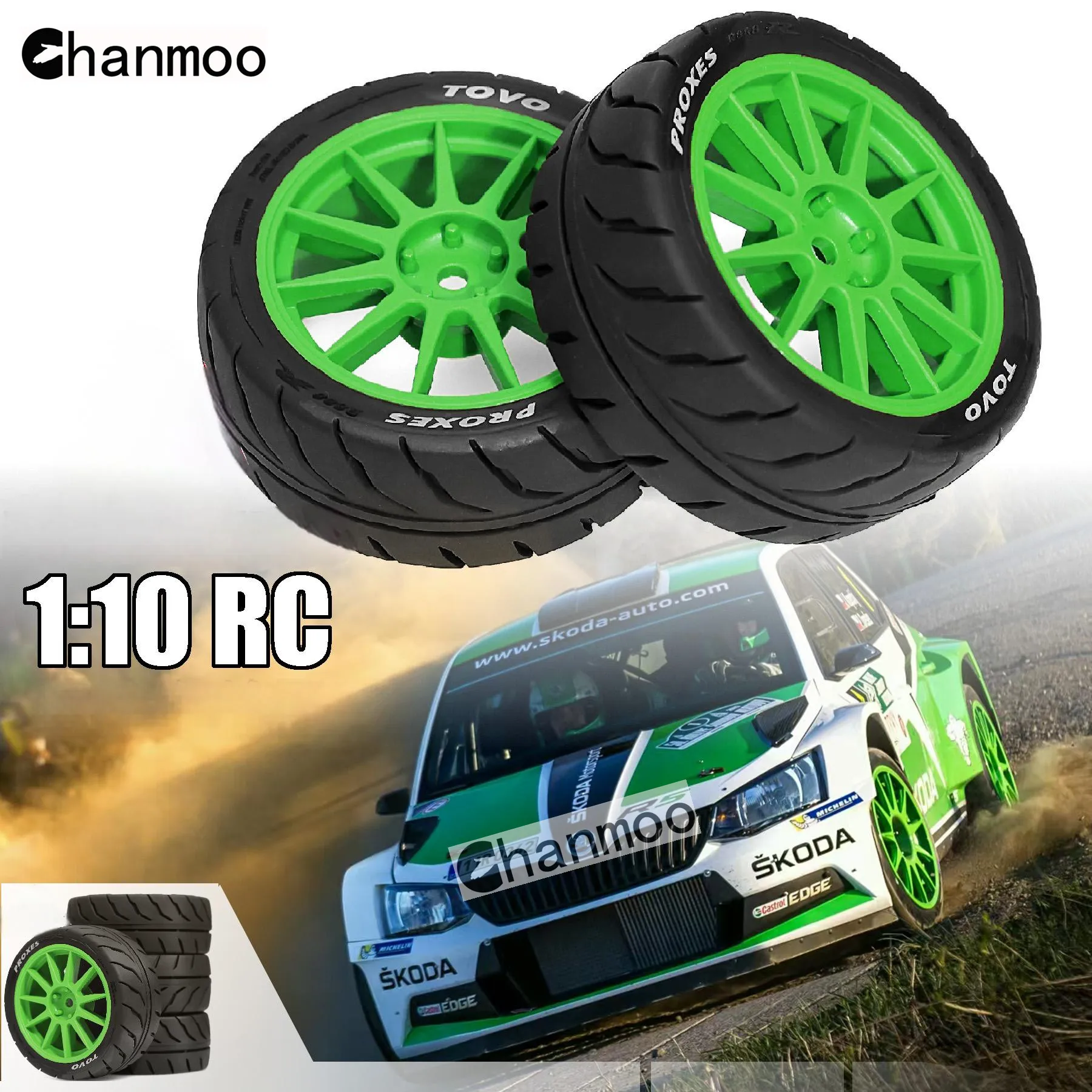 Neumáticos de coche de carreras de control remoto 1:10, neumático de 68mm hexagonal de 12mm para coche de carretera 1/10 RC Tamiya TT01 TT02 XV01 XV02 PTG-2 HSP HPI Kyosho, pieza de mejora