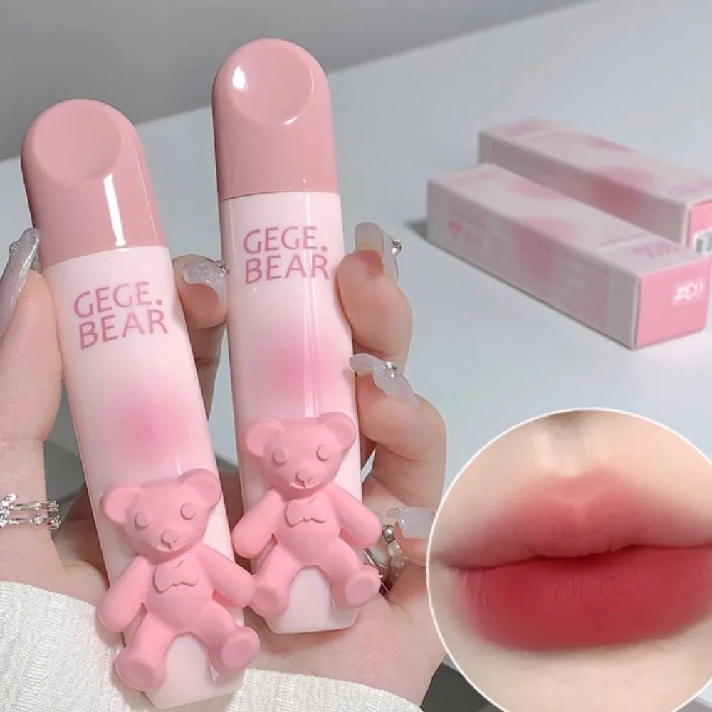 Nuovo Lucidalabbra Opaco Non Appiccicoso a Forma di Orsetto Colorato, Cosmetico Vellutato con Finitura Opaca per Ragazze