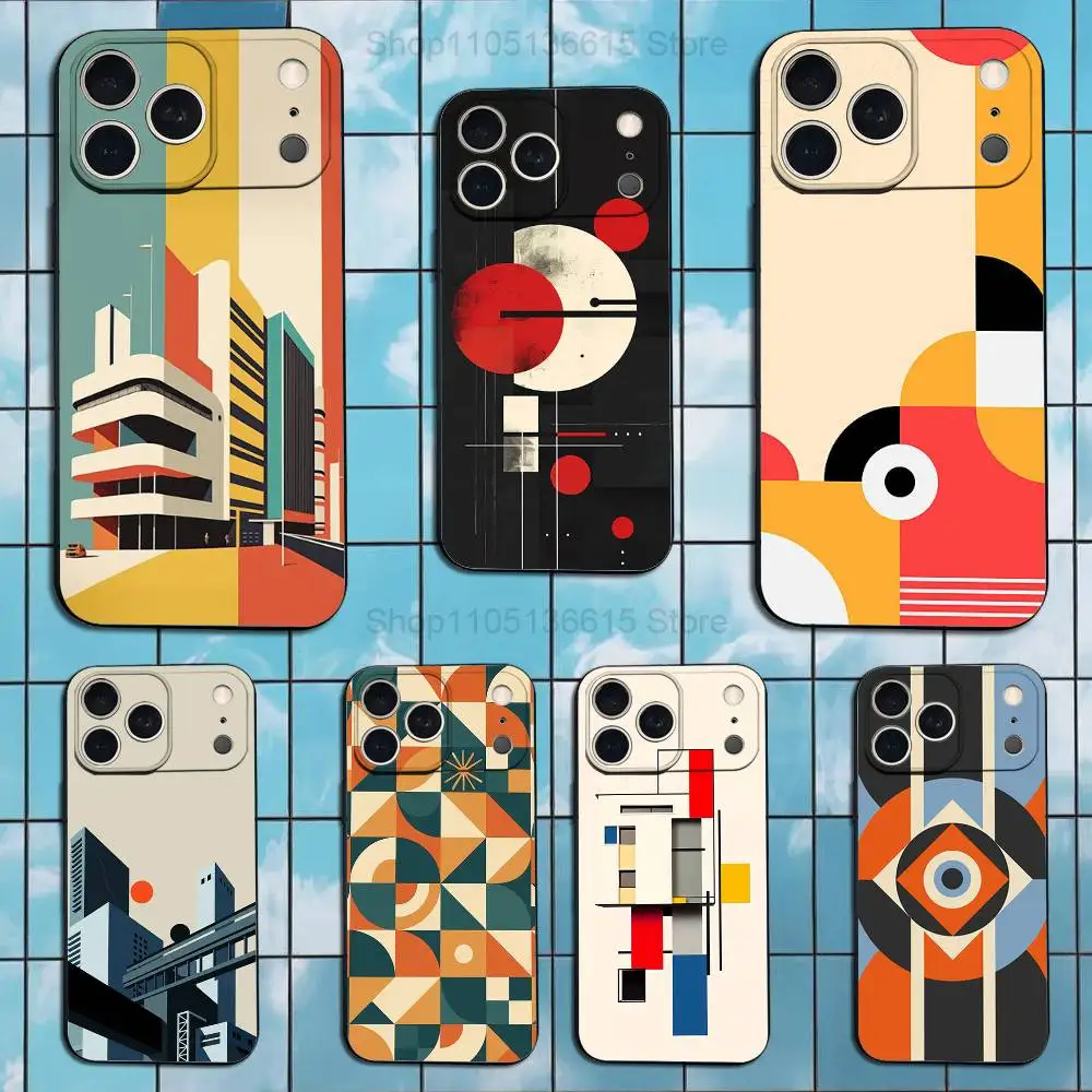 

Art G-Geometric B-Bauhaus Phone Case For iPhone 17,16,15,14,13,12,11,Plus,Pro Max,XS,X,XR,SE,Mini,8,7,Soft Silicone Black Cover