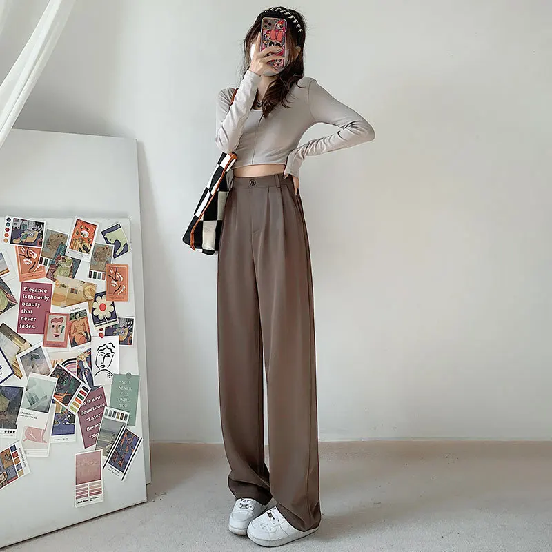 Elegant Woman Dress Pants Korean Fashion y2k Streetwear Women\'s Summer Suit Blackpink Wide And Loose Fluid Pant Outfit 2022