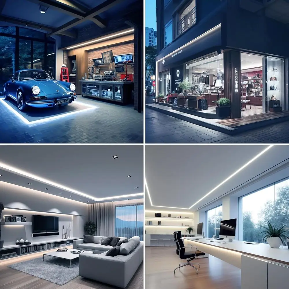 شريط إضاءة LED COB خارجي مقاوم للماء بطول 65.6 قدم، 6000 كلفن أبيض بارد، 11 وات/م، 312 مصباح LED/م، CRI 93 للمنزل والحديقة