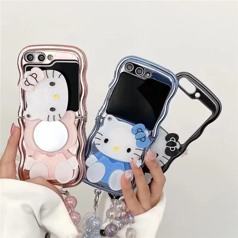 

Sanrio Hello Kitty bracelet with makeup mirror Phone Case for Samsung Galaxy Z Flip 4 Hard PC Back Cover for Z Flip 5 Case Case