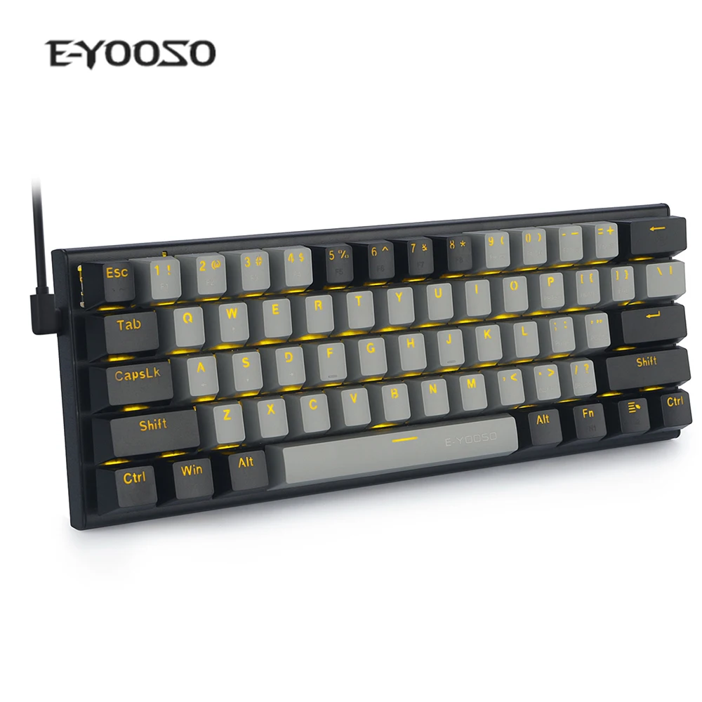 OUTEMU-Teclado Gaming Mecânico, LED Backlit Axis, USB Tipo C, 61 Chaves, Interruptores Vermelhos, Gamer Kits para PC, Laptop, 60%