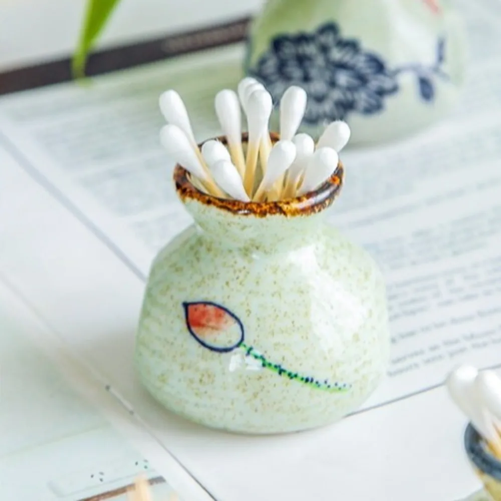 レトロセラミックつまようじホルダーライト高級新中国風綿棒収納瓶ミニ繊細なつまようじディスペンサー