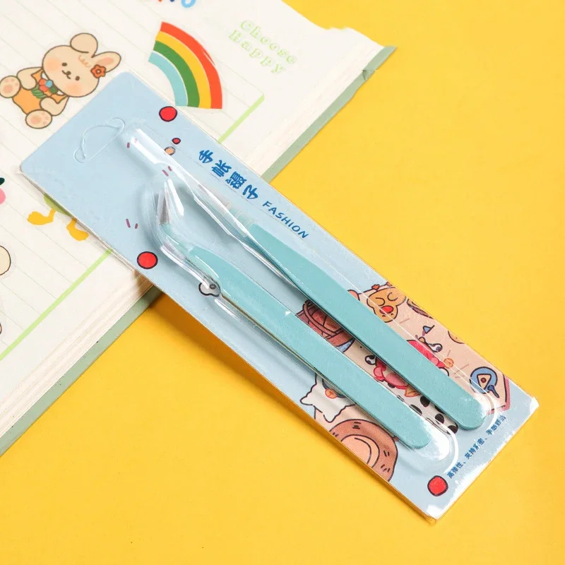 แหนบสแตนเลสแบบตรงและโค้ง สีสันสดใส ชมพู ฟ้า ม่วง สำหรับงาน DIY ติดขนตา ตกแต่งเล็บ สติ๊กเกอร์ ติดเพชร