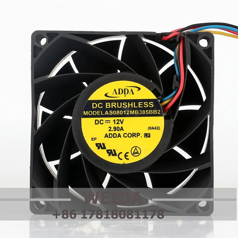 New Original ADDA AS08012MB385BB2 5V 24V 48V DC 12V 2.90A 8038 80X80X38MM 8CM high air volume converter cooling fan