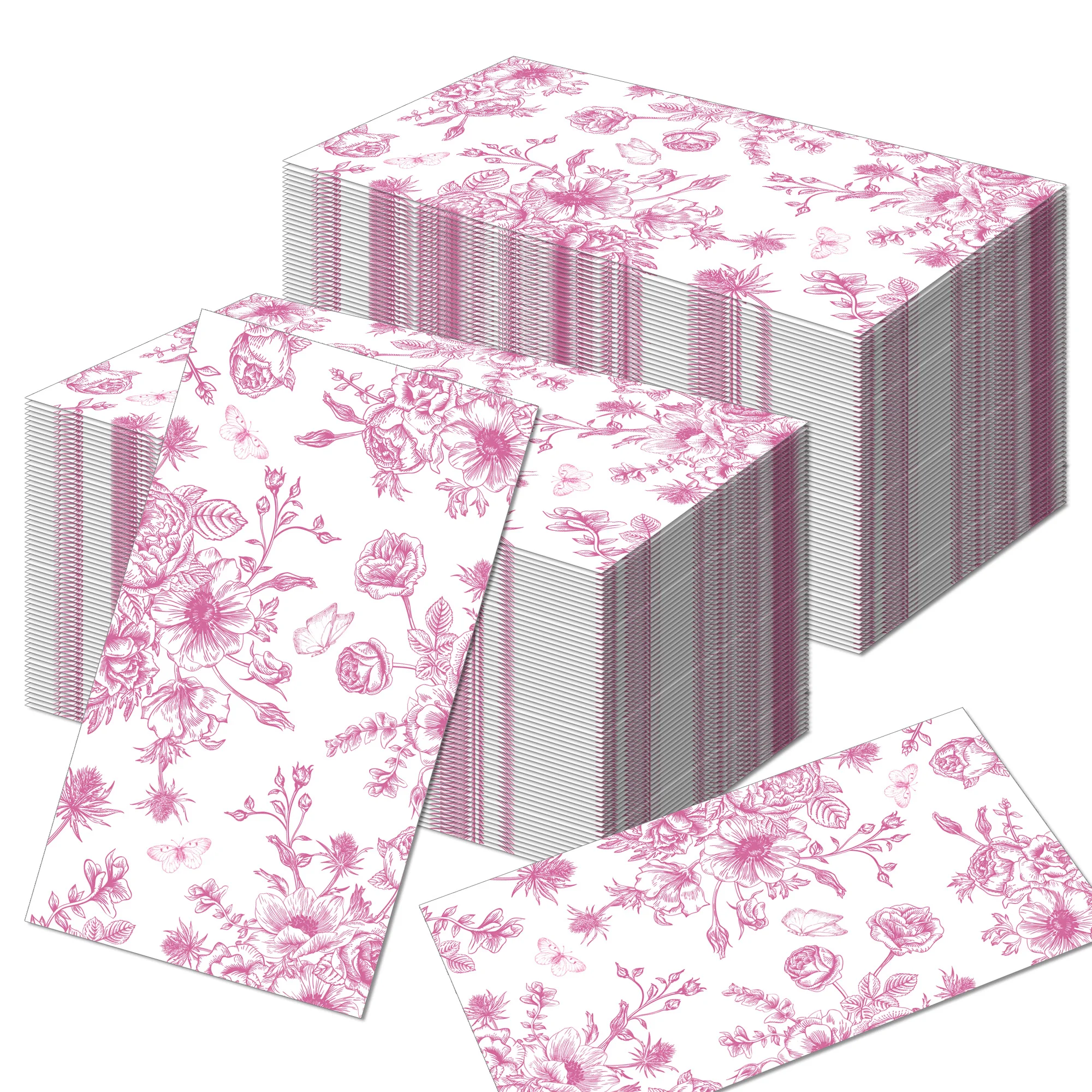 20 Stück florale Gäste-Servietten, rosa Blume, Einweg-Papier-Abendessen-Serviette, Badezimmer-Handtücher für Hochzeit, Geburtstag, Party-Dekoration – Detail 1