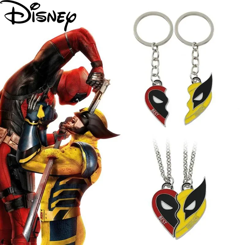 Marvel Disney Movie Deadpool and Wolverine Necklace Best Friends Set Pendant Keychain Accessory Gift