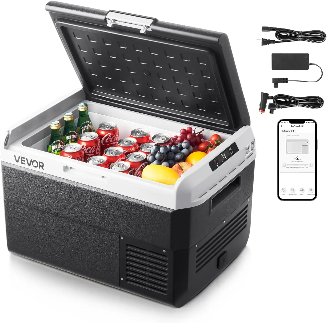 

12 Volt Car Refrigerator, 52.8QT/50L Car Fridge, Portable Electric Cooler with -4℉~68℉ Adjustable Temperature, 12/24V DC and 100