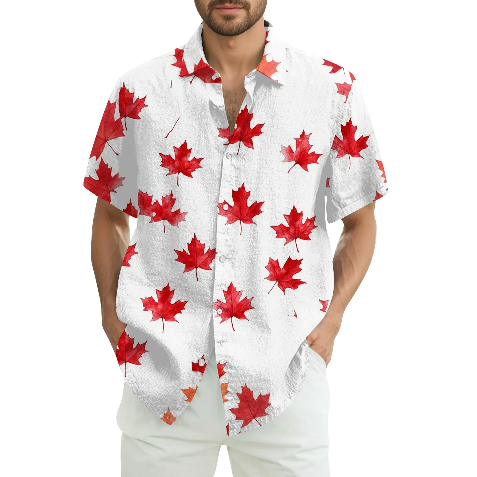 

Printed Shirt Man New Men'S Independence Day Print Short-Sleeved Shirt Men'S Clothing Solid Color Polo Shirt Playera Hombre