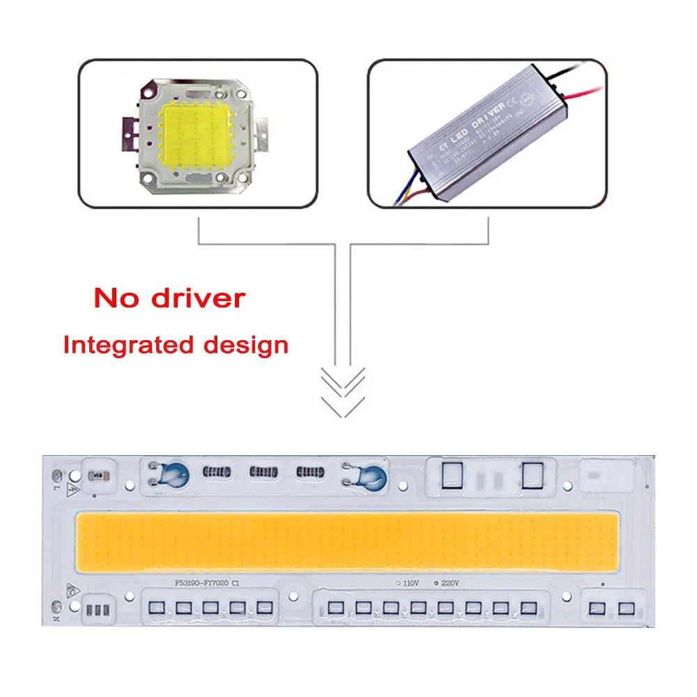 5pcs/lot Intelligent IC LED COB Chip Lamp 30W 50W 70W 100W 120W 150W AC110V 220V Smart IC Fit For DIY LED Flood Light