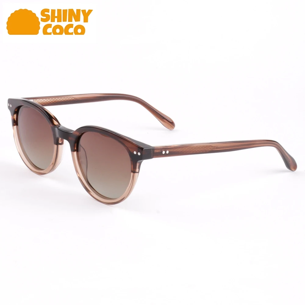 ShinyCoCo Luxe merk ovaal ingelijste modieuze Europese en Amerikaanse retro UV-bestendige bladzonnebril met gepolariseerd licht