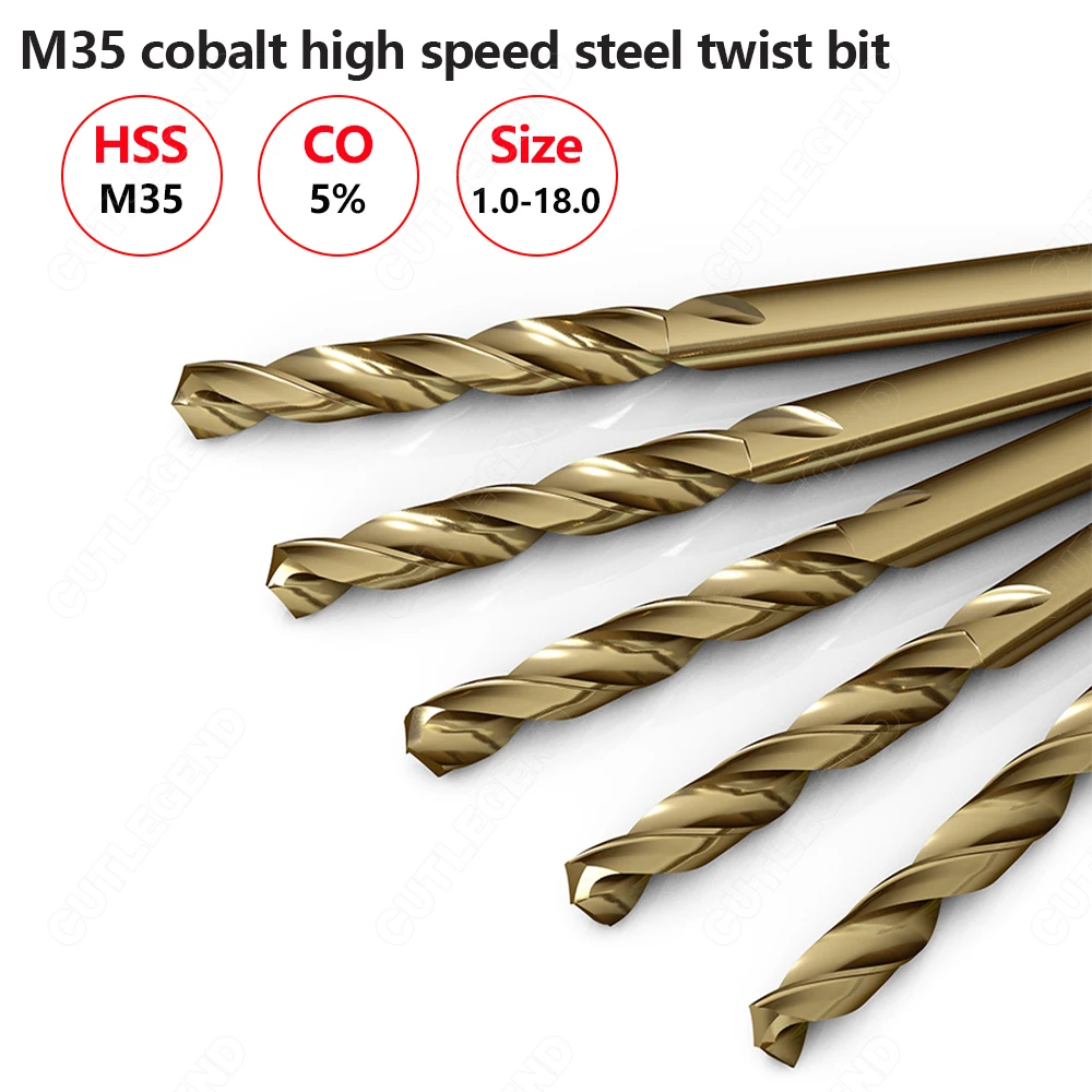 3.0 3.2 4.0 4.2 5.0 6.0  1.0-14mm Cobalt Coated Twist Drill Bit Set HSS M35 Gun Drill Bit For Wood/Metal Hole Cutter Power Tools