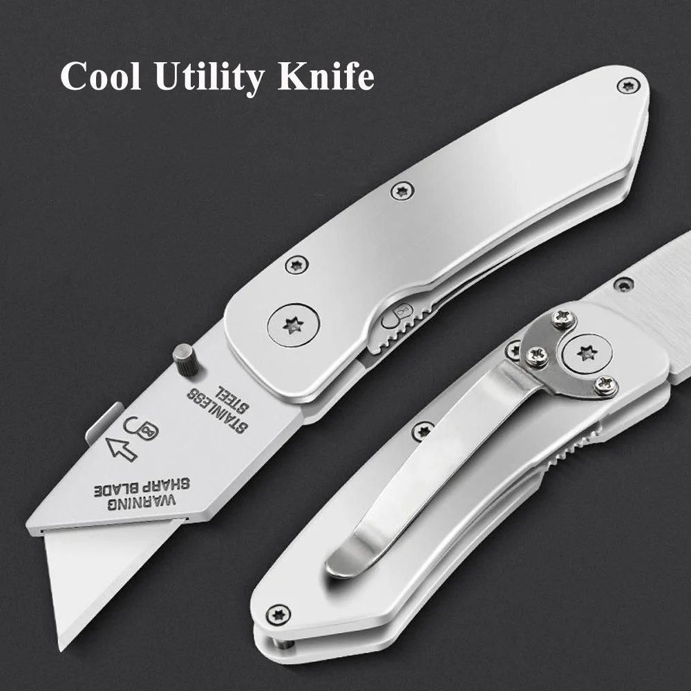 Mini Multifunction Folding Utility Knife Portable Paper Cutter Stainless Steel DIY Stationery Knife Box Cutter Camping Tools