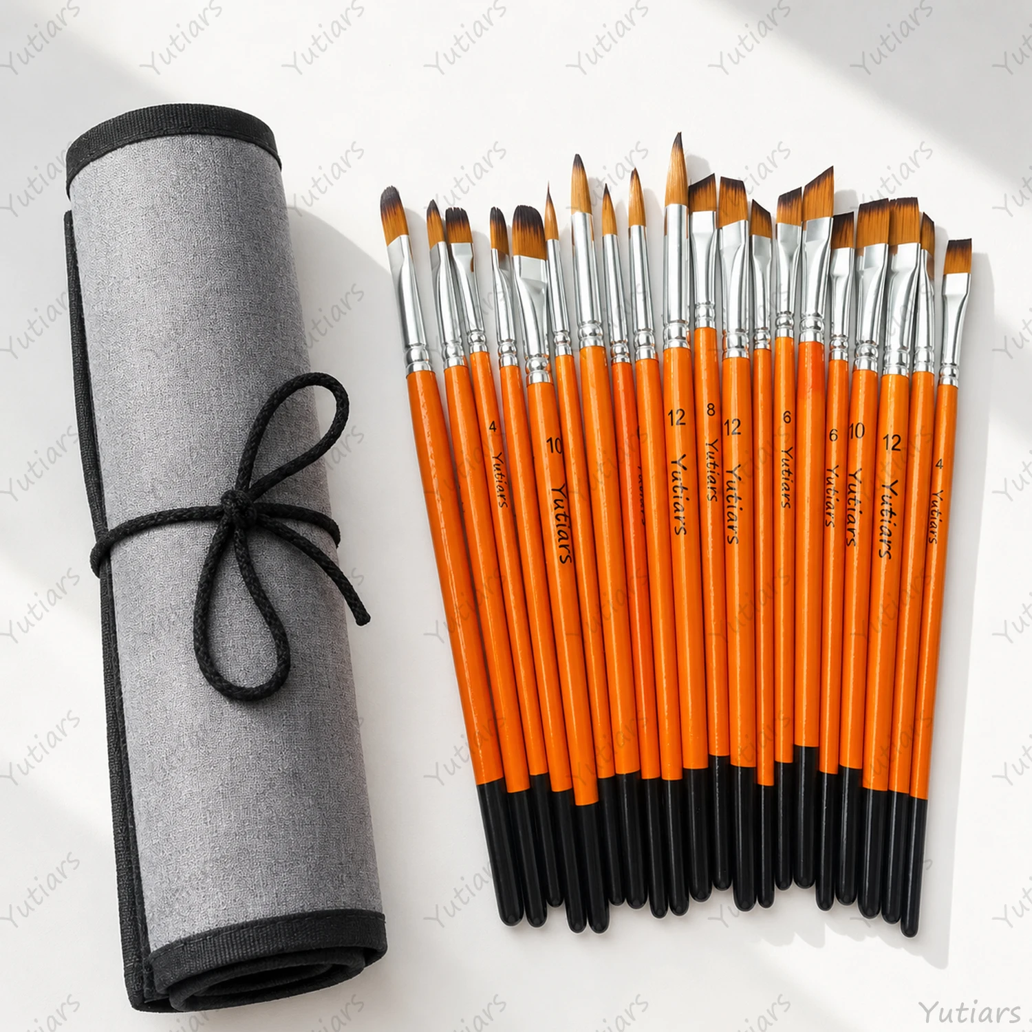 20PCS Artist Paint Brush Set with Storage Bag, 4 Shapes Mixed Sizes for Acrylic Watercolor Gouache Oil Painting and Crafts