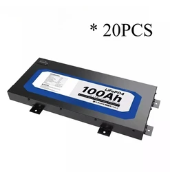 20PCS Deep Cycle 12V 100ah Slimline Lithium Iron Phosphate Battery Lifepo4 Battery for RV Sheet metal material