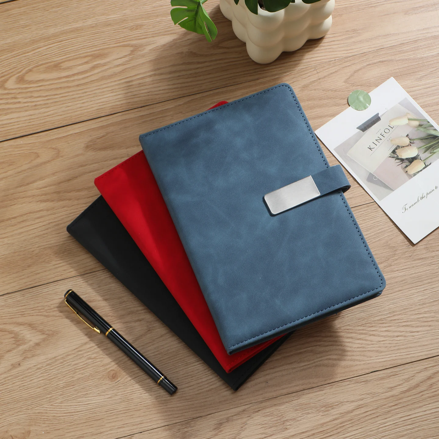 A5 Color Changing PU Leather Business Journal with Magnetic Buckle 75g Daolin Paper Office Meeting Notepad Gift