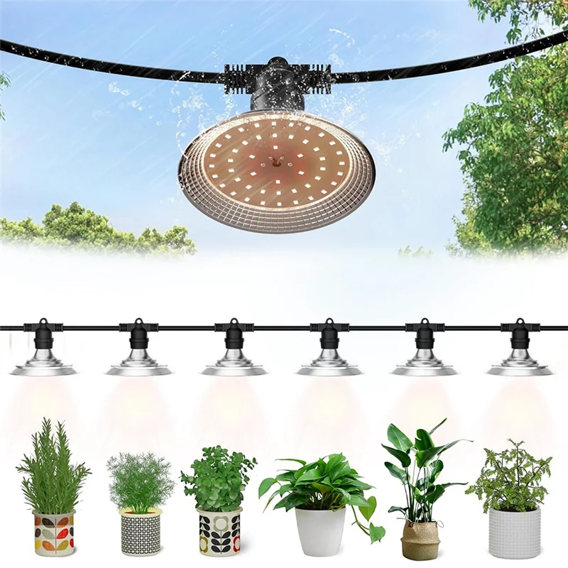 【ข้อเสนอแฟลช!】ไฟ LED กลางแจ้ง 6 ดวงเติบโตไฟกันน้ําเรือนกระจกเต็มสเปกตรัมสําหรับพืชปรับได้ 21 ฟุต