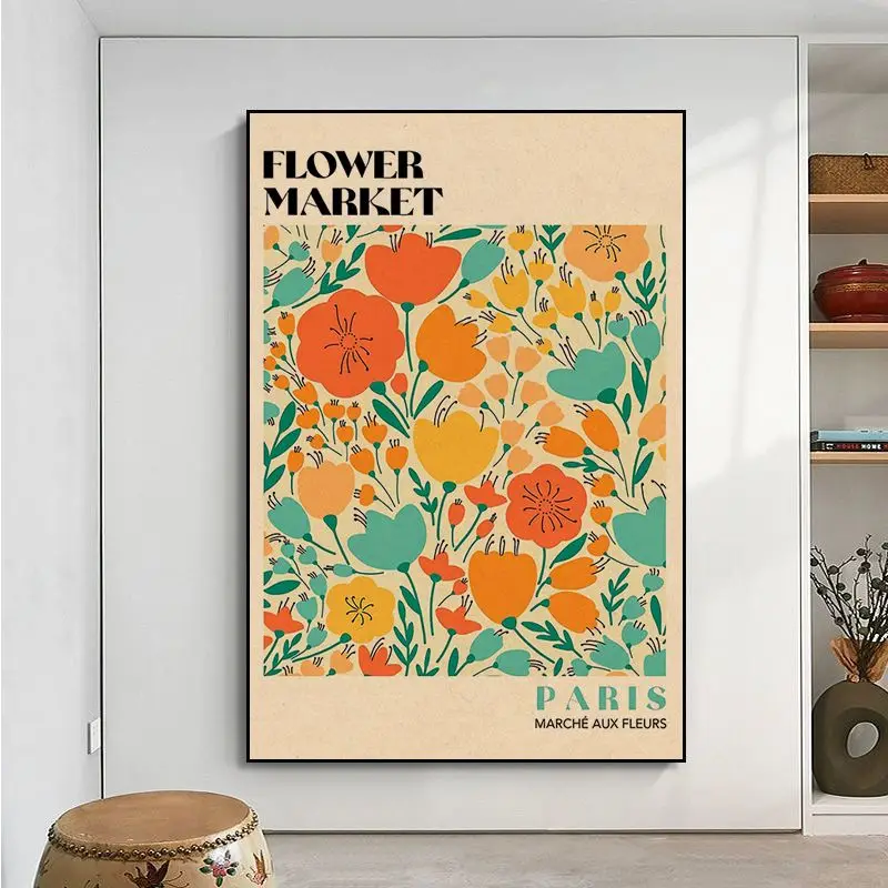 Flower Market Classic Vintage Posters Kraft Paper Sticker DIY Room Bar Cafe Vintage decorative painting