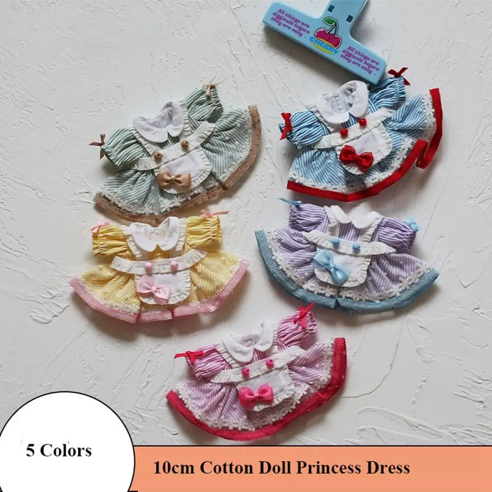 High Quality Handmade Doll Lovely Clothes Lolita 5 Colors Dolls Clothes Cute Princess Dress For 10cm Cotton Doll