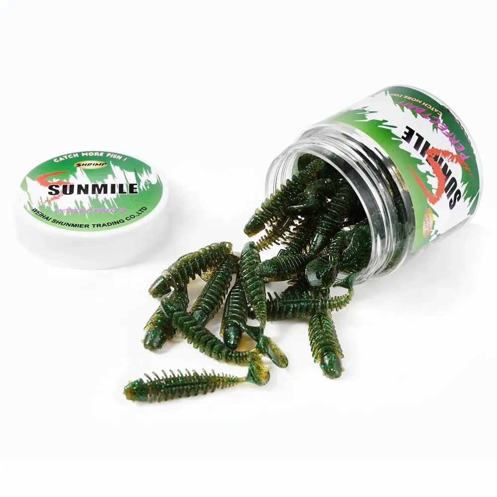 SUNMILE Vissen Zacht Aas Worm Kunstaas 4 cm/0.6g 20 stks Rock Vissen Wobblers Leurre Souple Lokken Baars Forel Bass Lokt