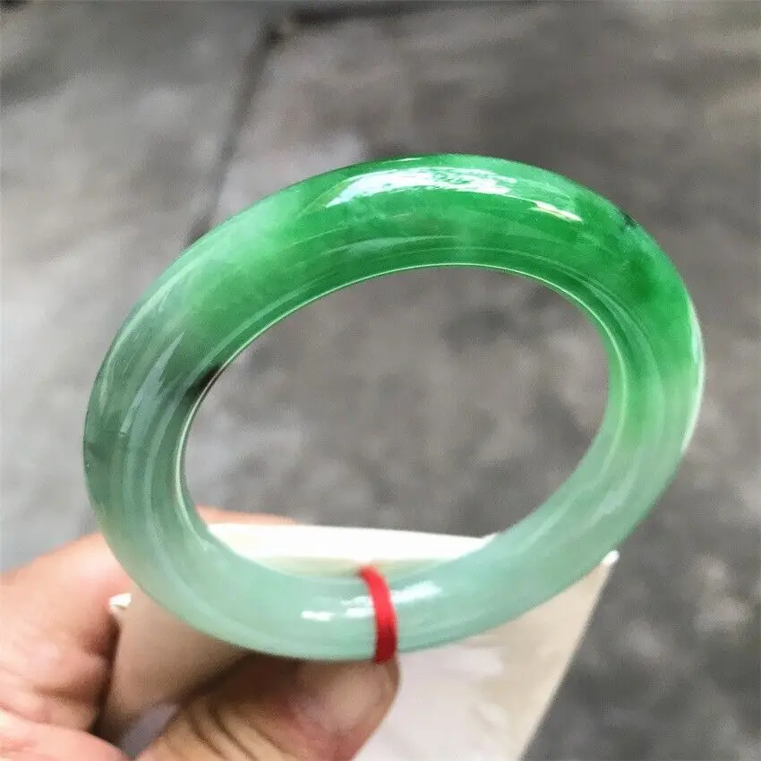 55mm Natural Ice Green Jadeite Jade Bracelet Burma Emerald Jade Bracelet Bangle