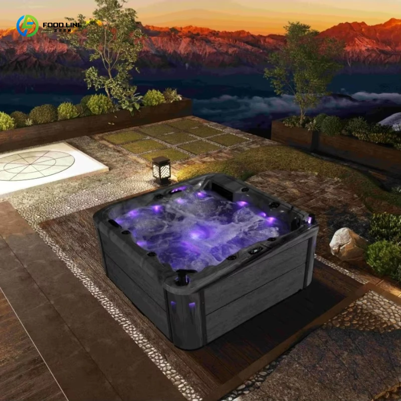 Inflatable Acrylic Hot Whirlpool Spa, 130 Jet Portable Massage Tub, Heated Bubble Pool for Deck & Garden