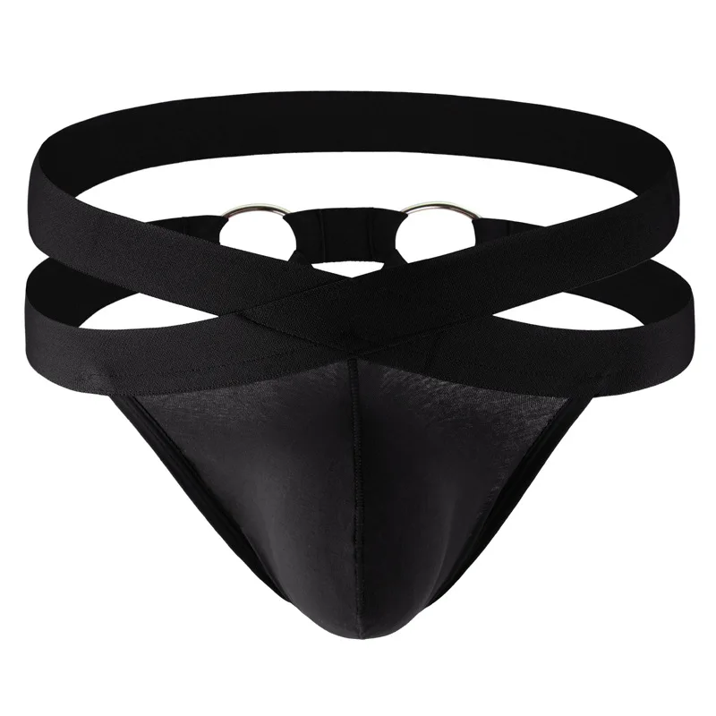 

Men's Sexy Jockstrap Stretch Cotton Breath Sweat Absorption Gays Low Waist U Convex Pouch Panties Homme Open Buttocks Underpants